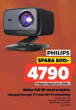 Power Philips Bärbar Full HD smart projektor Inbyggd Google TV med Wi-Fi-streaming erbjuda