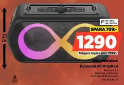 Power Feel Partyhögtalare Dynamisk 40 W batteri erbjuda