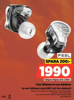 Power Feel True Wireless in-ear-hörlurar In-ear-hörlurar med ANC och tre element erbjuda