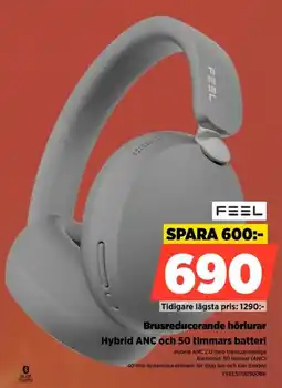 Power Feel Brusreducerande hörlurar Hybrid ANC och 50 timmars batteri erbjuda