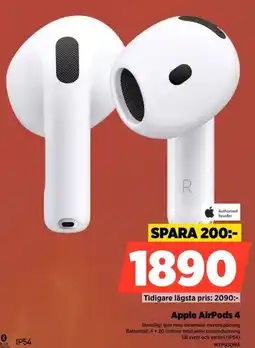 Power Authorized Reseller Apple AirPods 4 erbjuda