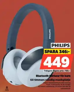 Power Philips Bluetooth-hörlurar för barn 60 timmars oändlig musikglädje erbjuda