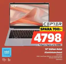 Power Cepter 14" bärbar dator Aluminiumchassi erbjuda
