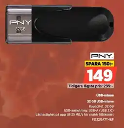 Power Pny USB-minne 32 GB USB-minne erbjuda