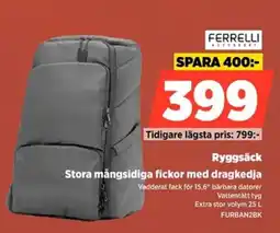 Power Ferrelli Ryggsäck Stora mångsidiga fickor med dragkedja erbjuda