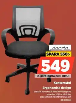 Power Dacota Kontorsstol Ergonomisk design erbjuda
