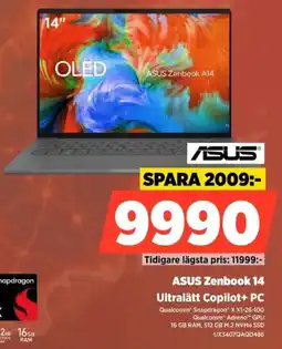 Power ASUS Zenbook 14 Ultralätt Copilot+ PC erbjuda