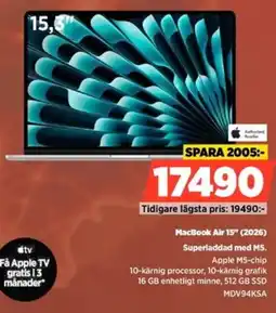 Power Authorized Reseller MacBook Air 15" (2026) Superladdad med M5. erbjuda