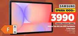 Power Samsung Galaxy Tab S10 Lite WiFi Surfplatta S Pen ingår erbjuda