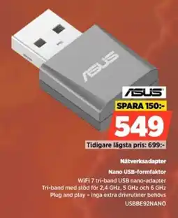Power Asus Nätverksadapter Nano USB-formfaktor erbjuda