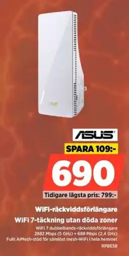Power Asus WiFi-räckviddsförlängare WiFi 7-täckning utan döda zoner erbjuda