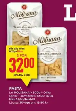 Willys Pasta La Molisana erbjuda