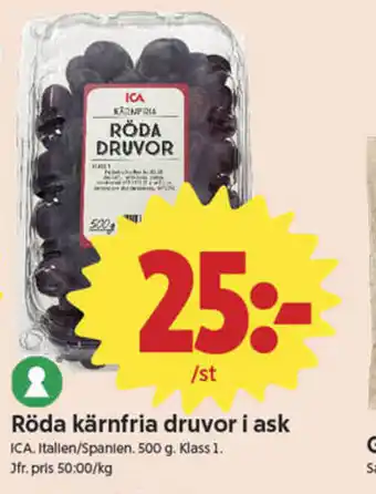 ICA Nära Röda kärnfria druvor i ask erbjuda