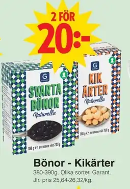 Matöppet Garant Bönor - Kikärter erbjuda
