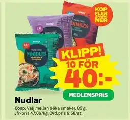 Stora Coop Nudlar, Medlemspris erbjuda