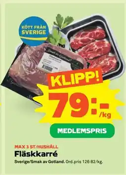 Stora Coop Fläskkarré, Medlemspris erbjuda