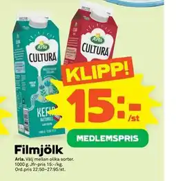 Stora Coop Filmjölk, Medlemspris erbjuda