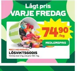 Stora Coop LÖSVIKTSGODIS, Medlemspris erbjuda