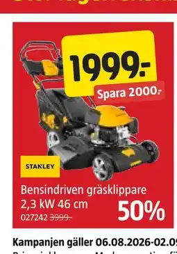 Jula Bensindriven gräsklippare 2,3 kW 46 cm erbjuda