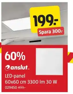 Jula LED-panel 60x60 cm 3300 lm 30 W erbjuda