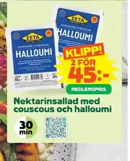 Stora Coop Nektarinsallad med couscous och halloumi, Medlemspris erbjuda