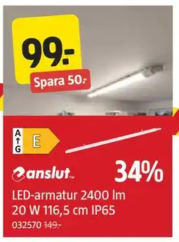Jula LED-armatur 2400 lm 20 W 116,5 cm IP65 erbjuda