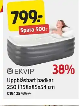 Jula Uppblåsbart badkar 250 l 158x85x54 cm erbjuda