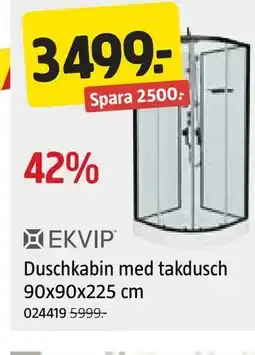 Jula Duschkabin med takdusch 90x90x225 cm erbjuda