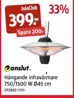 Jula Hängande infravärmare 750/1500 W Ø45 cm, Medlemspris erbjuda