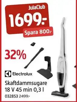 Jula Skaftdammsugare 18 V 45 min 0,3 l, Medlemspris erbjuda