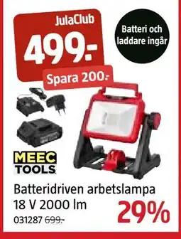 Jula Batteridriven arbetslampa 18 V 2000 lm, Medlemspris erbjuda