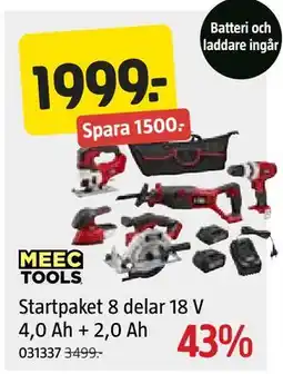 Jula Startpaket 8 delar 18 V 4,0 Ah + 2,0 Ah erbjuda