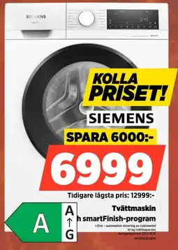 Power Siemens Tvättmaskin och smartFinish-program erbjuda
