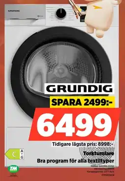 Power Grundig Torktumlare Bra program för alla textiltyper erbjuda