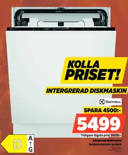 Power Electrolux Integrerad diskmaskin Dubbelroterande spolarm erbjuda