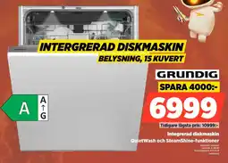 Power Grundig Integrerad diskmaskin QuietWash och SteamShine-funktioner erbjuda