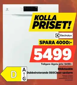 Power Electrolux Diskmaskin Dubbelroterande 360Clean-spolarm erbjuda