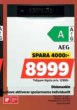 Power Aeg Diskmaskin AquaSave aktiverar spolarmarna individuellt erbjuda
