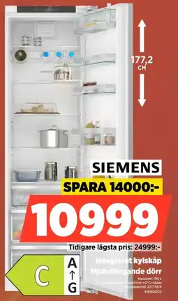 Power Siemens Integrerat kylskåp Mjukstängande dörr erbjuda