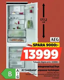 Power Aeg Integrerad kyl/frys Al CoolAssist anpassar kylningen erbjuda