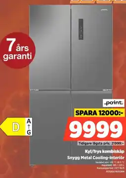 Power Point Kyl/frys kombiskåp Snygg Metal Cooling-interiör erbjuda