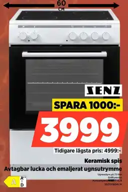 Power Senz Keramisk spis Avtagbar lucka och emaljerat ugnsutrymme erbjuda