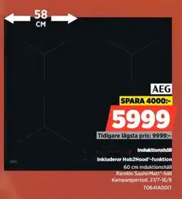 Power Aeg Induktionshäll Inkluderar Hob2Hood'-funktion erbjuda