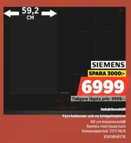 Power Siemens Induktionshäll Fyra kokzoner och en bridgefunktion erbjuda