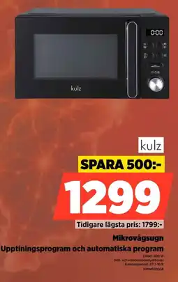 Power Kulz Mikrovågsugn Upptiningsprogram och automatiska program erbjuda