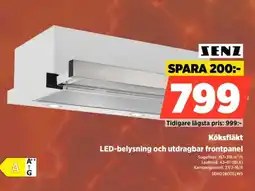 Power Senz Köksfläkt LED-belysning och utdragbar frontpanel erbjuda