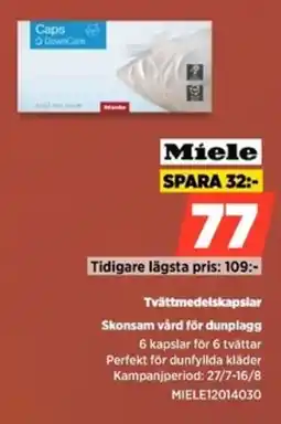 Power Miele Tvättmedelskapslar Skonsam vård för dunplagg erbjuda