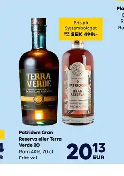 Border Shop Patridom Gran Reserva eller Terra Verde XO, EUR 20.13 erbjuda
