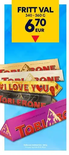 Border Shop Toblerone choklad 340 - 360 g, EUR 6.7 erbjuda