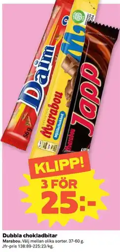 Coop Konsum Marabou Dubbla chokladbitar erbjuda
